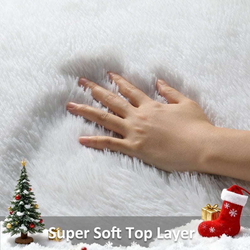 Ophanie White Rugs for Bedroom Fluffy, 4x6 Nursery Soft Fuzzy Shag Plush Shaggy Bedside Area Rug, Living Room Carpet for Girls Kids Baby Teen Dorm Home Decor Aesthetic - Image 2